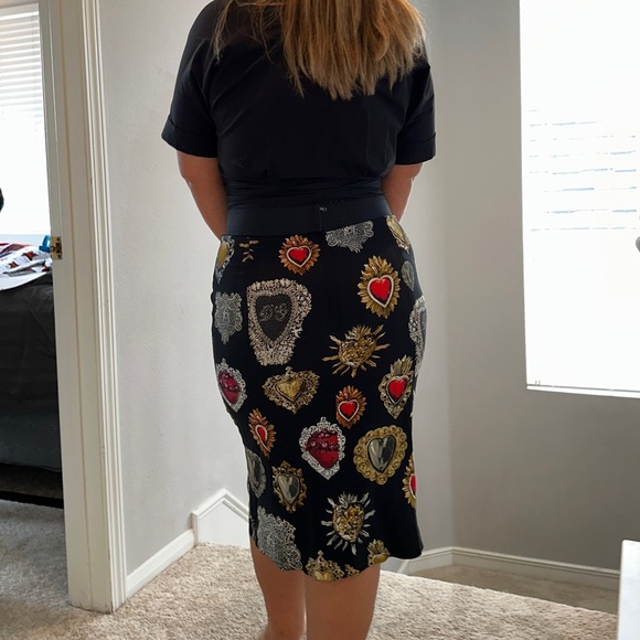 Printed Cady Straight Midi Skirt dolce Gabbana retail $2,500 sold - Picture 14 of 16